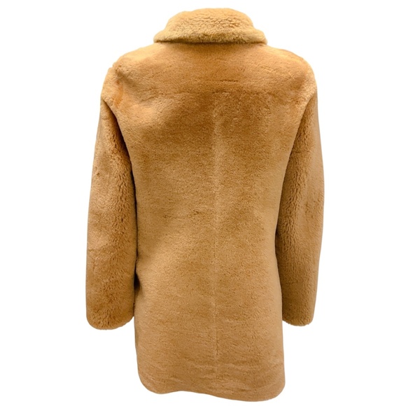MAJE BLACK / CAMEL REVERSIBLE SHEARLING COAT - Picture 6 of 8